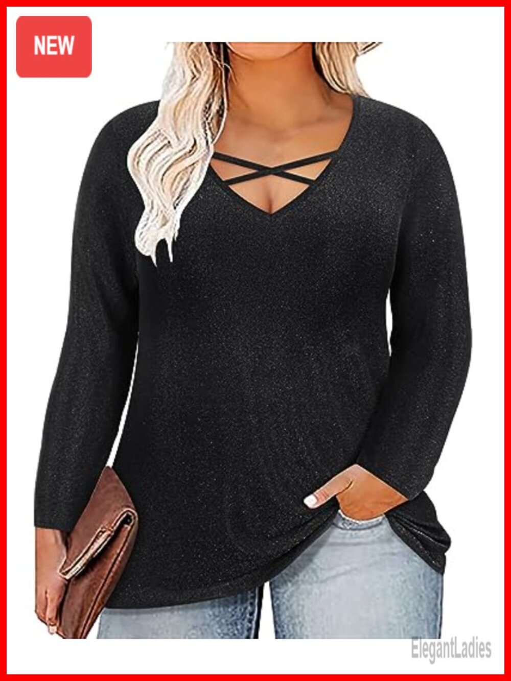 Plus Size Long Sleeve Tunic Top Fall V Neck Pullover